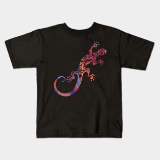 Ornate Gecko Colorful Lizard Illustration Kids T-Shirt